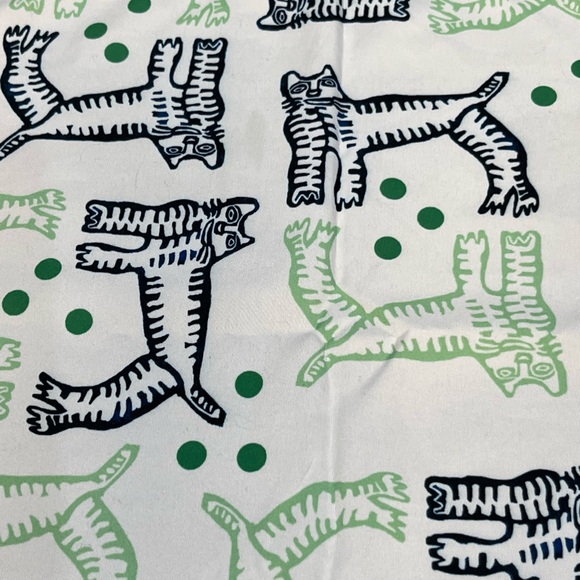 Passion Works Studio Green And Navy All Over Cat Print Bandana Handkerchief - Picture 6 of 11